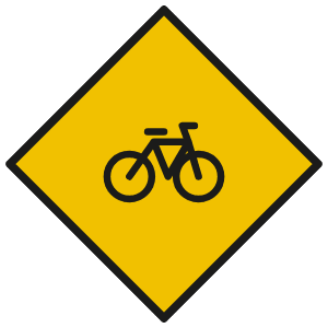 Bicycle crossing road sign