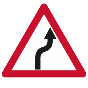 Double bend road sign