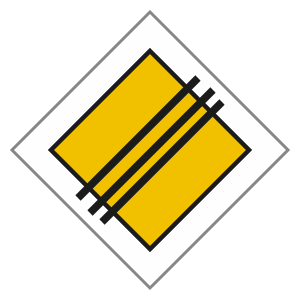 End of priority road road sign