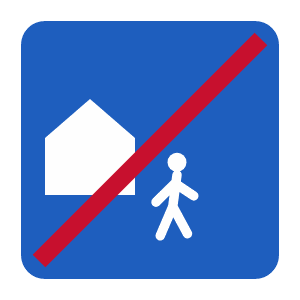 End of residential zone road sign