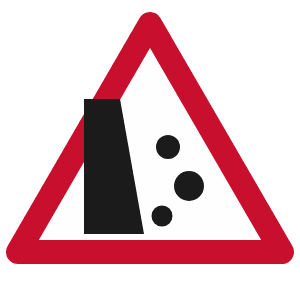 Falling rocks road sign