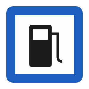Fuel station road sign