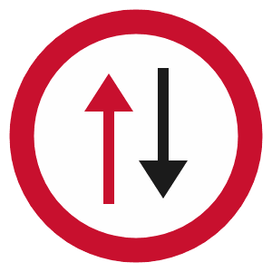 Give way to oncoming traffic road sign