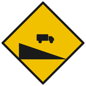 Hill / steep grade road sign