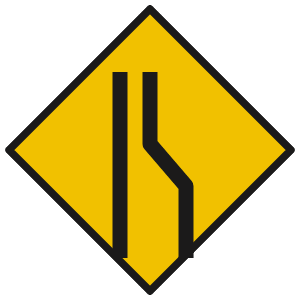 Lane ends sign