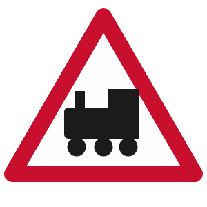 Level crossing without barrier sign