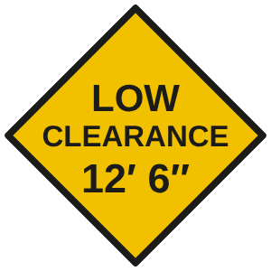 Low clearance road sign