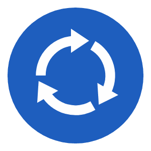Mini-roundabout (UK) road sign