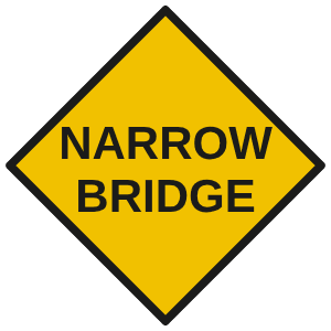 Narrow bridge road sign