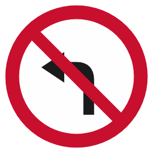 No left turn road sign