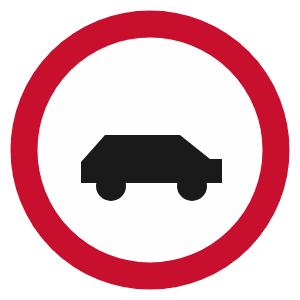 No motor vehicles road sign