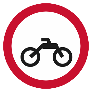 No motorcycles road sign