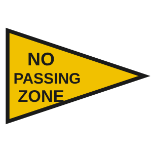 No passing zone (pennant) road sign