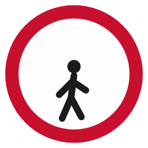 No pedestrians road sign