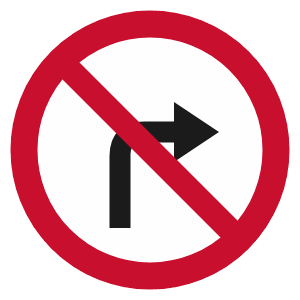 No right turn road sign