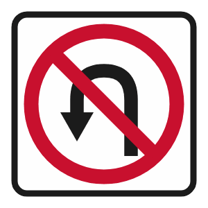 No U-turn (USA) road sign