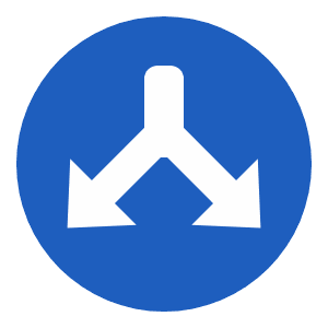Pass either side road sign
