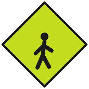 Pedestrian crossing road sign