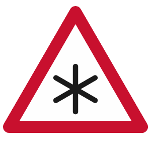 Risk of ice or snow road sign