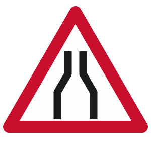 Road narrows on both sides road sign