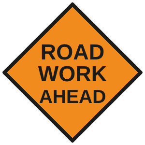 Road work ahead sign