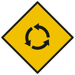 Roundabout ahead sign