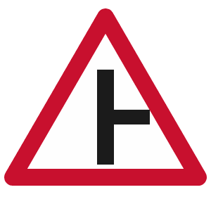 Side road junction road sign