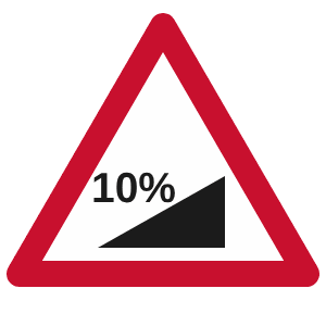 Steep hill upwards road sign