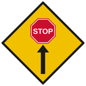 Stop ahead road sign