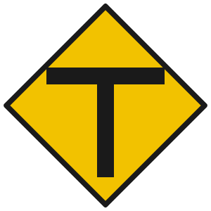 T intersection road sign