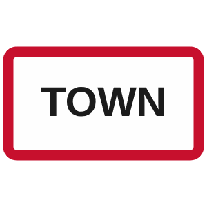 Town or village entry (built-up area) road sign