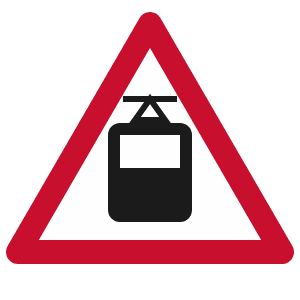 Tram crossing road sign