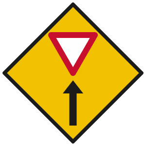 Yield ahead road sign